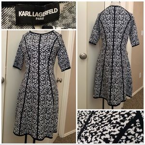 Karl Langerfeld Paris black white dress L STRETCHY